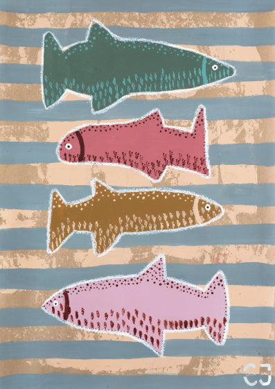 Four Happy Fishies - Fine Art Print