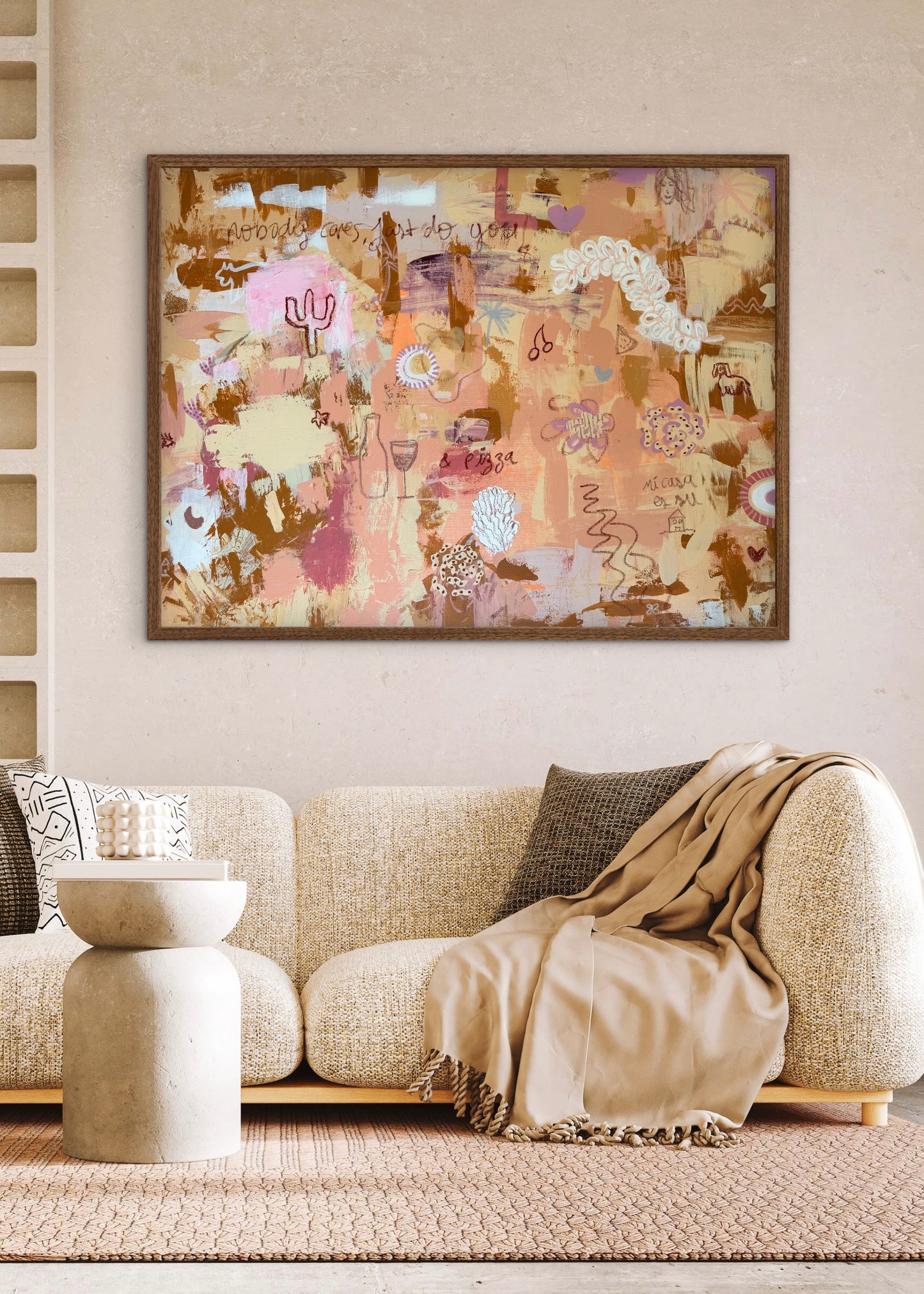 Original abstract canvas painting by Cata Jau. Inspired by nature, painted in earthy tones.