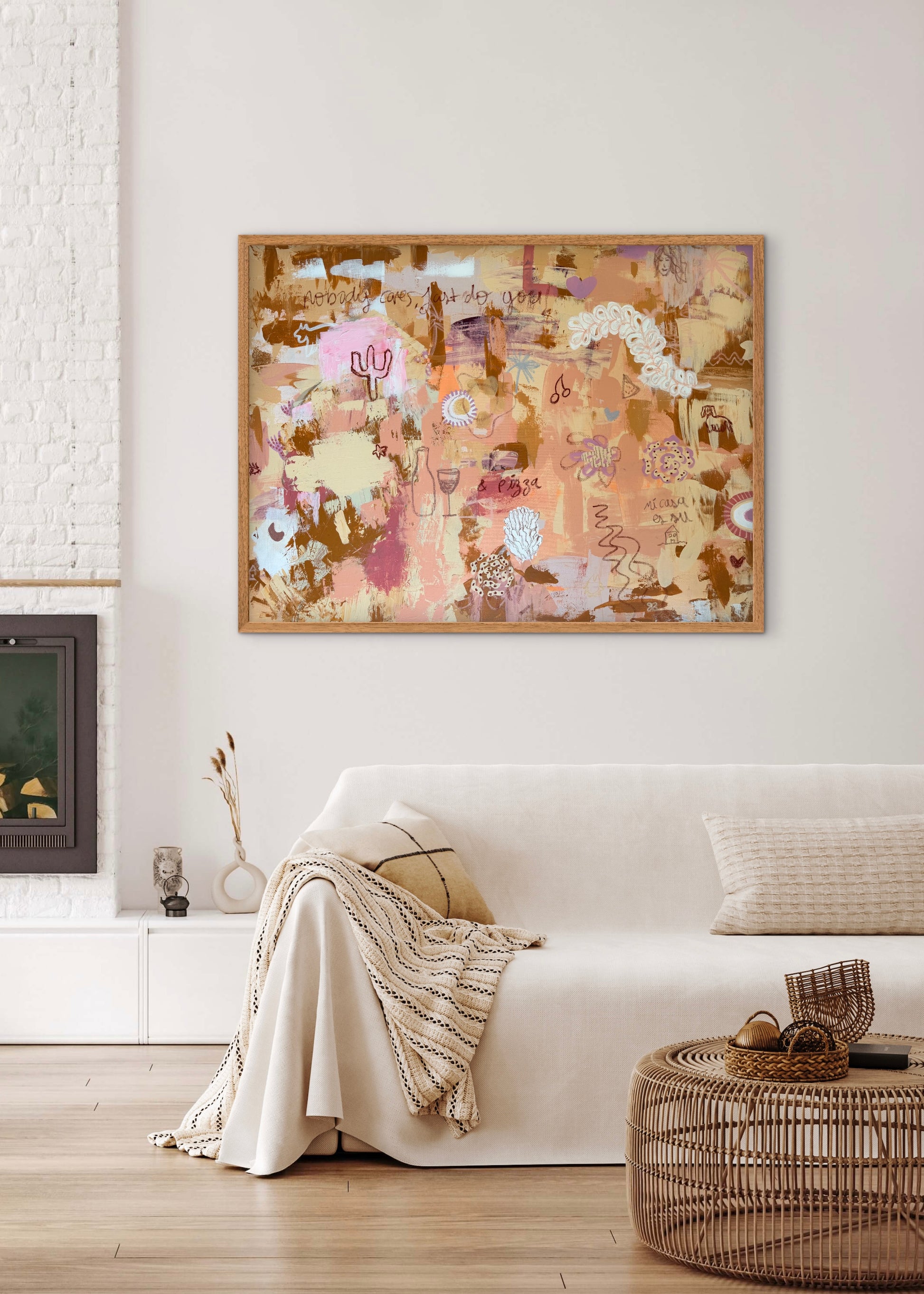 Original abstract canvas painting by Cata Jau. Inspired by nature, painted in earthy tones.