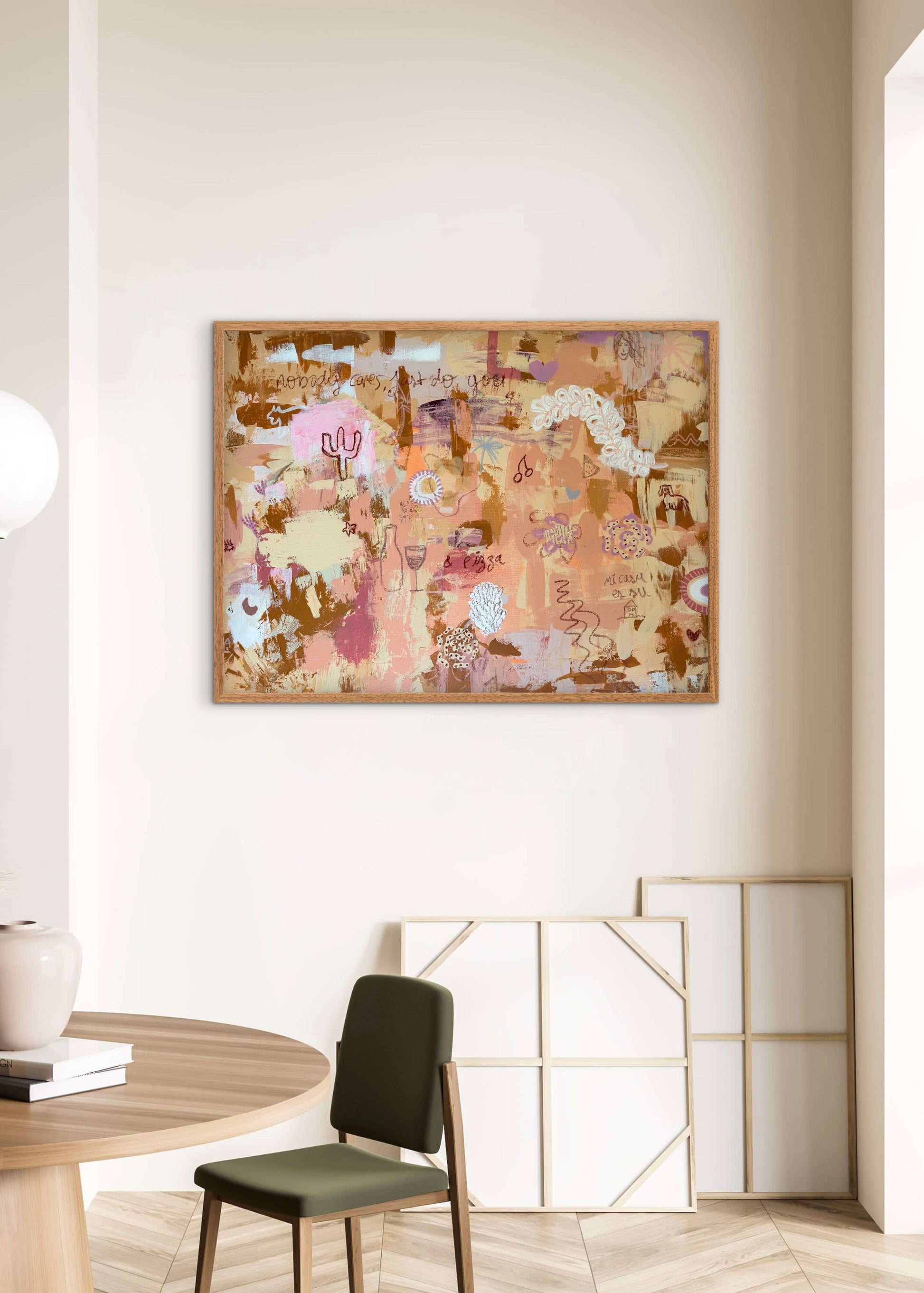 Original abstract canvas painting by Cata Jau. Inspired by nature, painted in earthy tones.