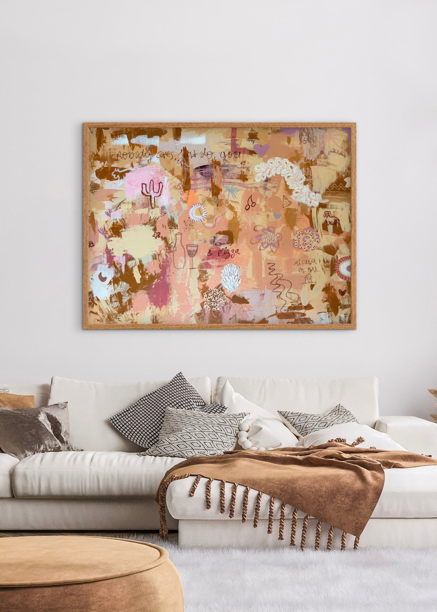 Original abstract canvas painting by Cata Jau. Inspired by nature, painted in earthy tones.