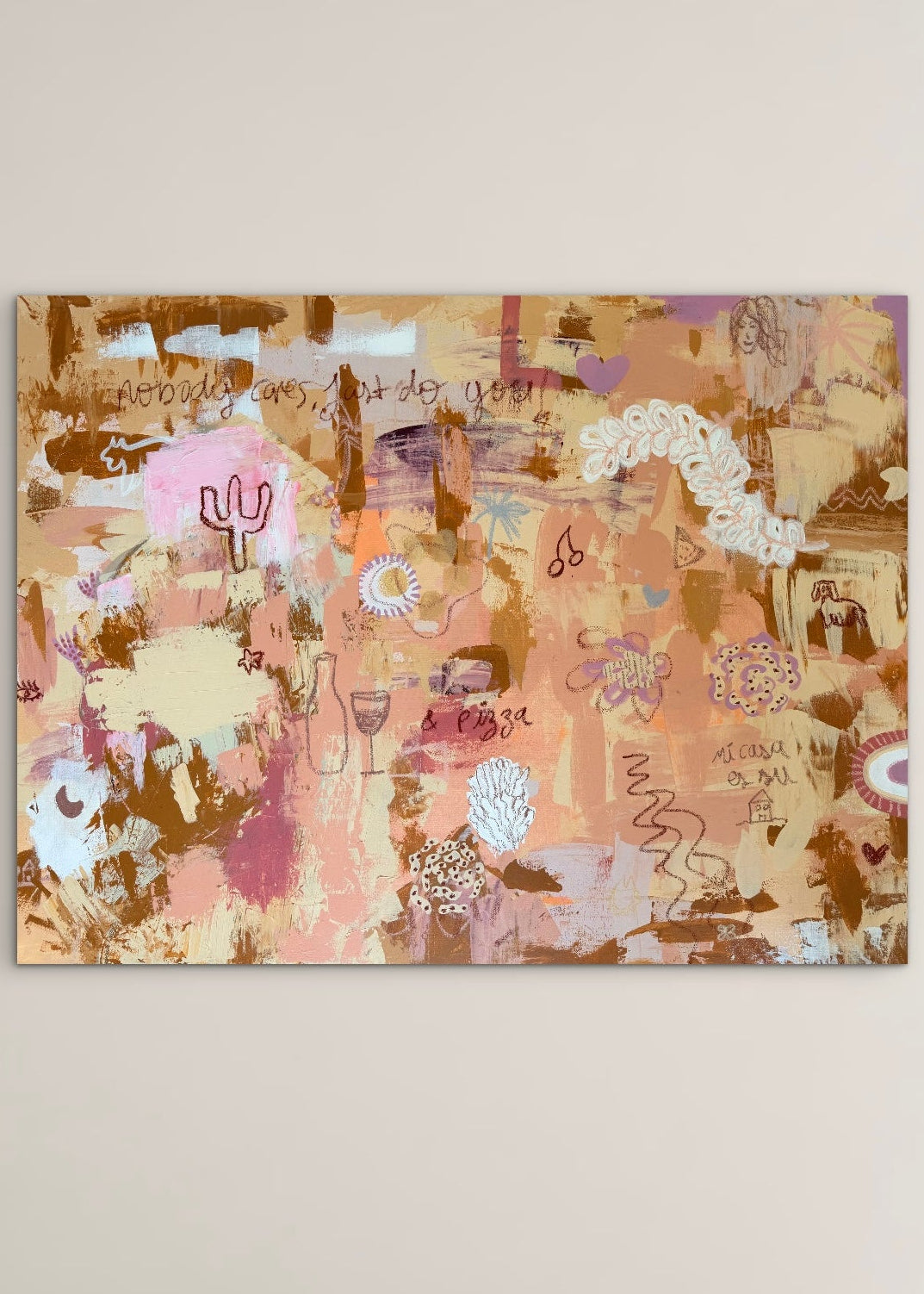 Original abstract canvas painting by Cata Jau. Inspired by nature, painted in earthy tones.