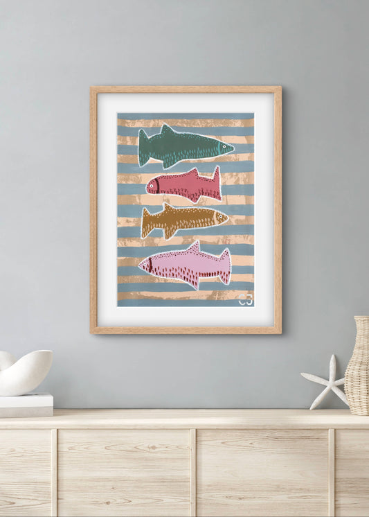 Four Happy Fishies - Fine Art Print