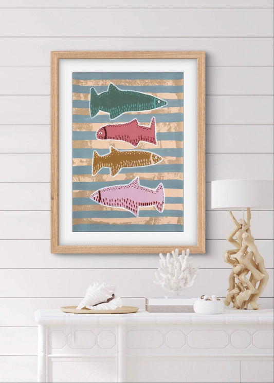 Four Happy Fishies - Original Painting