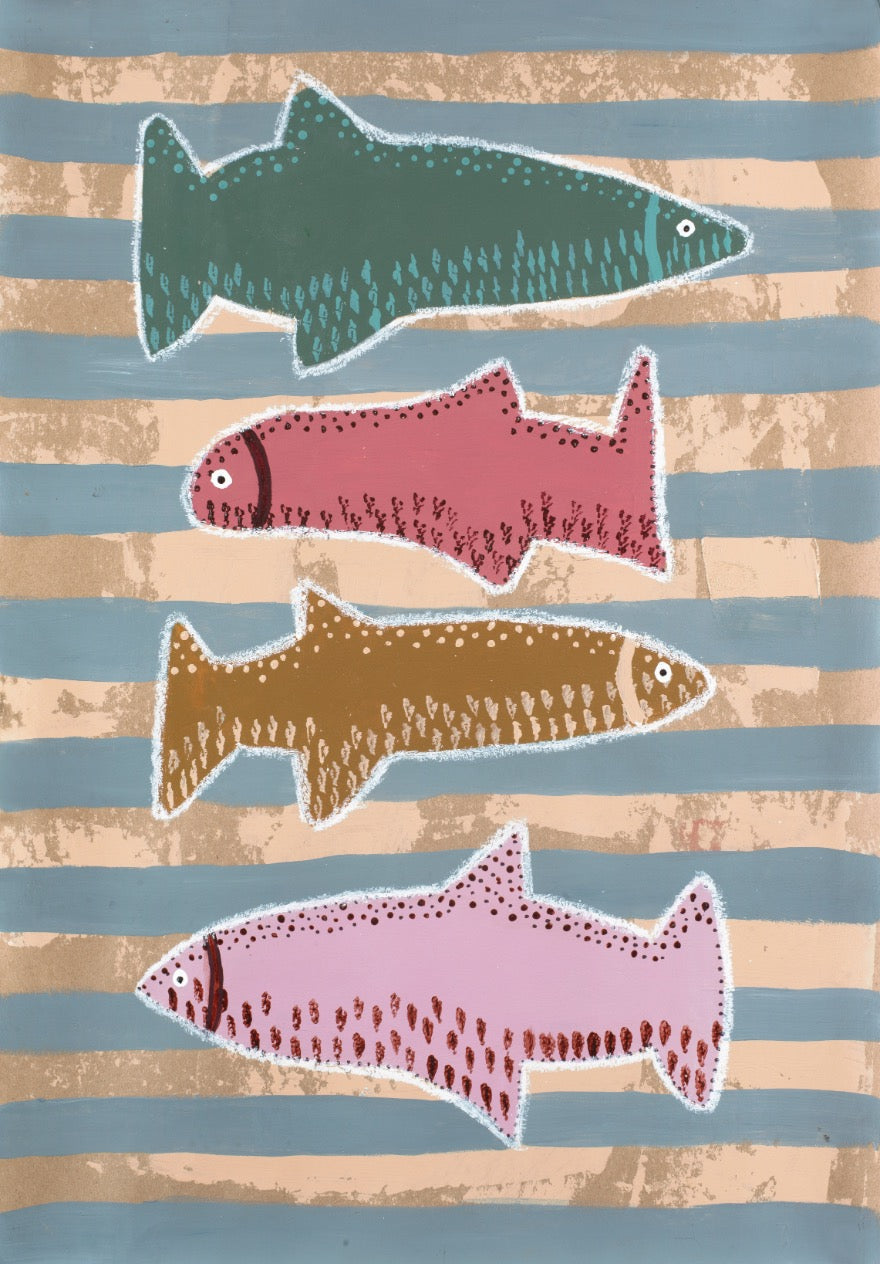 Four Happy Fishies - Original Painting